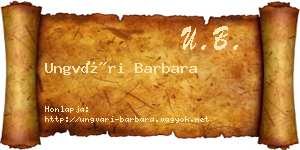 Ungvári Barbara névjegykártya